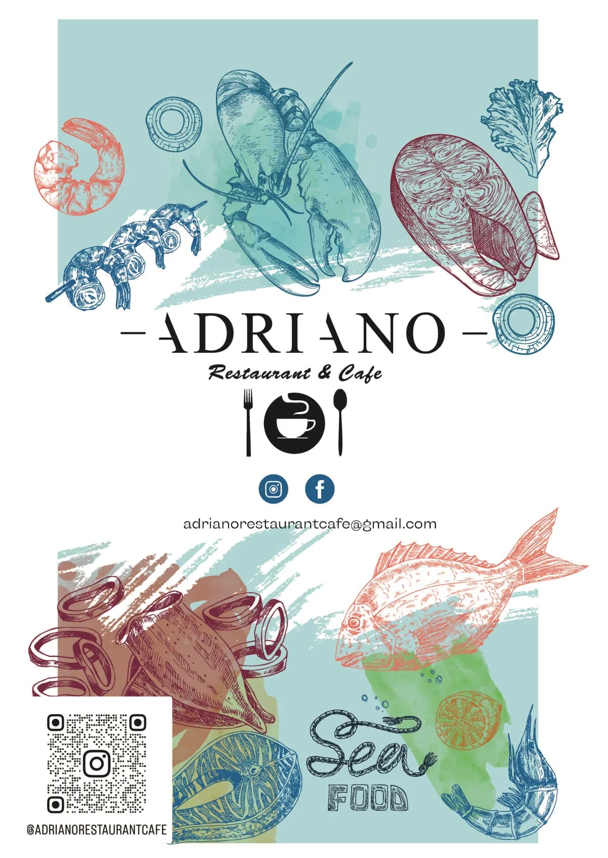 Adriano Restaurant — brand identity poster