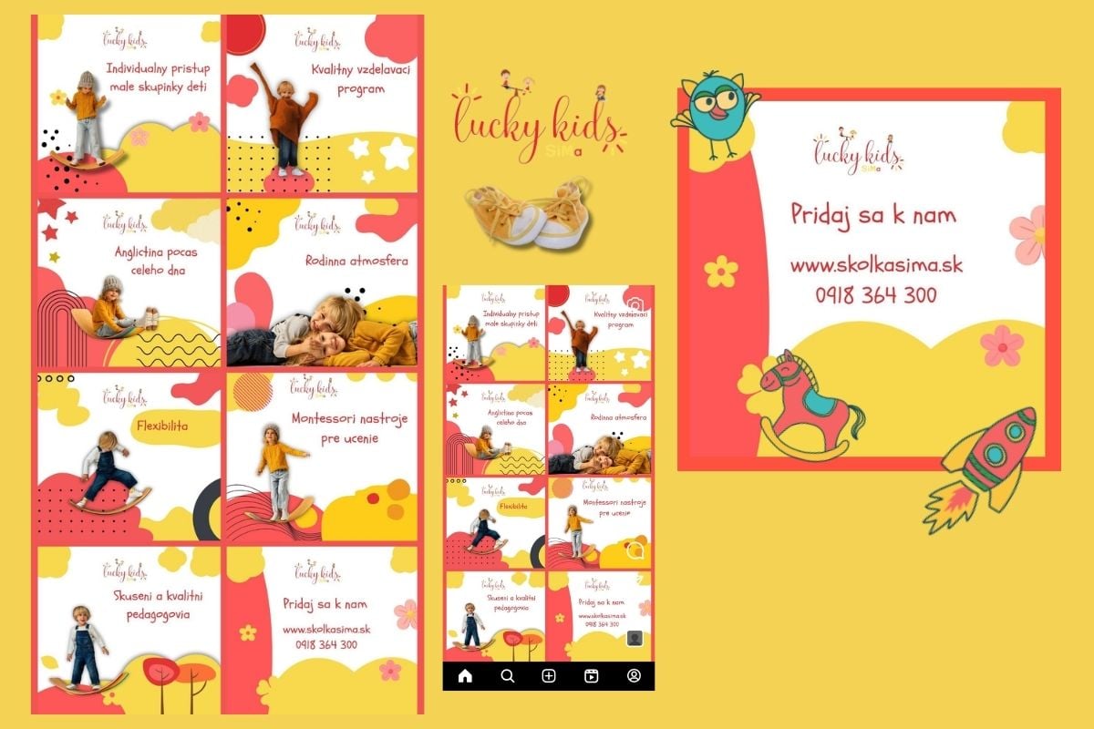 Lucky Kids Sima Instagram-Design — Marken-Feed für ein Kinderbildungszentrum