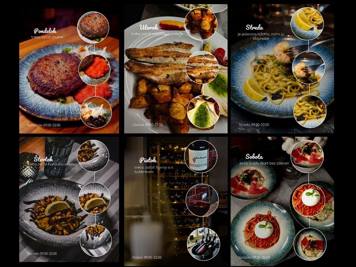 Adriano Restaurant — еженедельный контент-календарь и шаблоны