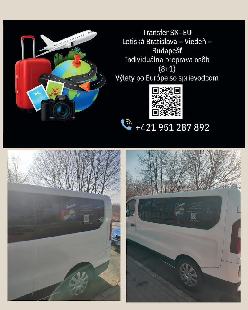 Taxi Trenčín — Fensteraufkleber mit QR-Code